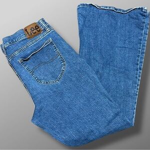 Lee Premium Quality Smarter Fit Blue Flare Wide Leg Jeans Womens Sz 16